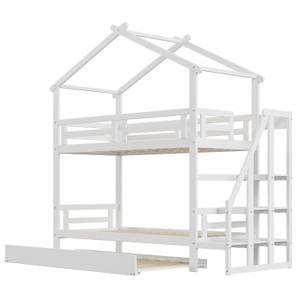 Etagenbett Zoe Weiß - Holzwerkstoff - Massivholz - 95 x 222 x 244 cm