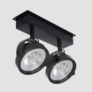 Pleins feux Sur  Lenox spot LED-Platine Aluminium - Noir - Nb d'ampoules : 2