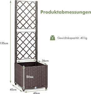 Blumenkasten mit Rankgitter Braun - Kunststoff - 40 x 135 x 40 cm