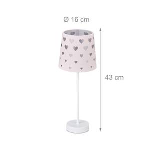 Lampe de table de nuit enfants coeurs Rose foncé - Métal - Matière plastique - Textile - 16 x 43 x 16 cm