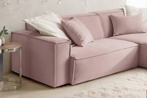 Ecksofa SAMU Sofa Feincord Pink - Ecke davorstehend rechts