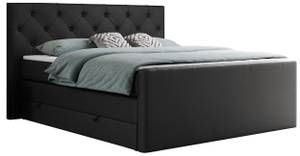 Boxspringbett KING VELEN Schwarz - Breite: 200 cm - H4 - Kunstleder