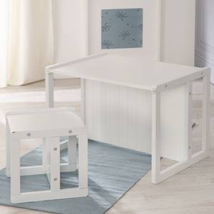 Tabouret réversible Blanc - Bois manufacturé - 30 x 30 x 30 cm