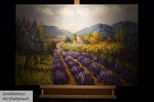 Acrylbild Streifen der süßen Erinnerung Violett - Massivholz - Textil - 90 x 60 x 4 cm