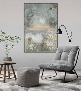 Tableau peint Rockpool Impressions Gris - Bois massif - Textile - 80 x 120 x 4 cm