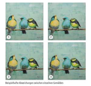 Kunstdruck handbemalt Generalversammlung Blau - Grün - Massivholz - Textil - 60 x 60 x 4 cm