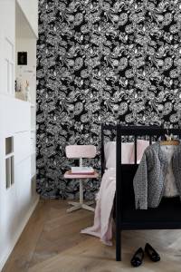 papier peint fleurs et paisleys 6960 Noir