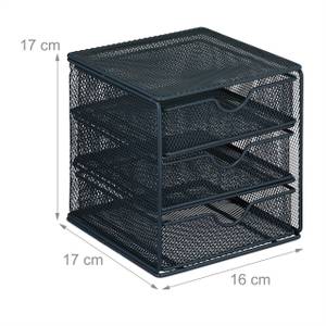 Schubladenbox mit 3 Fächern anthrazit Grau - Metall - 16 x 17 x 17 cm