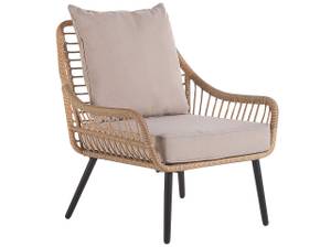 Bistro Set LAURETO 3-tlg Beige - Schwarz - Blau - Polyrattan - 76 x 86 x 85 cm