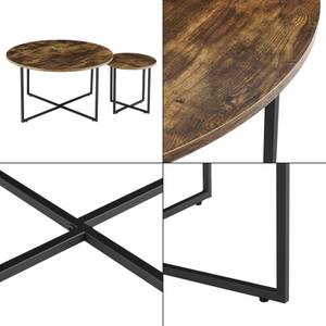 Set de 2 tables basses Härjedalen Marron - Métal - 80 x 45 x 80 cm