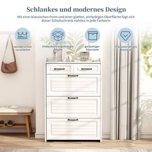 Schuhschrank Coeus Ⅱ Weiß - Holzwerkstoff - Metall - Massivholz - Holzart/Dekor - 24 x 120 x 80 cm