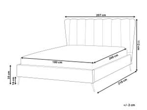 Lit double MIRIBEL Doré - Rose foncé - Largeur : 207 cm