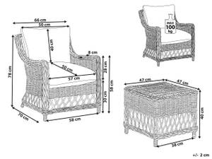 Sessel RIBOLLA Beige - Blau - Weiß - Rattan - 66 x 78 x 70 cm