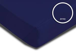 Spannbettlaken Jersey navy blau 200x200 Blau - Textil - 200 x 25 x 200 cm