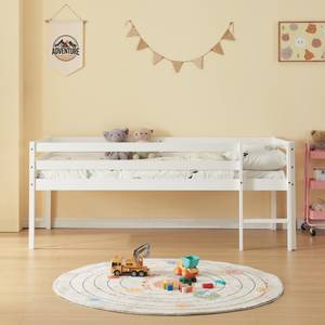 Lit enfant Siikalatva avec matelas Blanc - Bois massif - Bois/Imitation - 96 x 83 x 205 cm