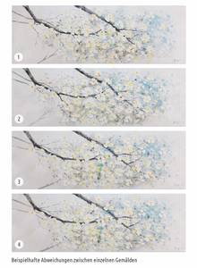 Acrylbild handgemalt Frühlingsbeginn Weiß - Massivholz - Textil - 150 x 50 x 4 cm