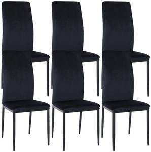 chaise salle à manger Savino Lot de 6 Noir - Fourrure synthétique