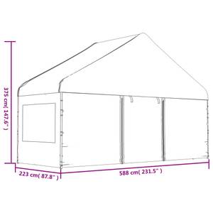 Gazebo avec toit Blanc - Matière plastique - 588 x 375 x 446 cm