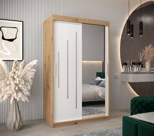 Armoire à portes coulissantes york 2 Imitation chêne - Blanc - Largeur : 120 cm - 2 porte