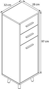 Midischrank Landos Anthrazit - Weiß