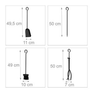 Kaminbesteck schwarz 5 tlg. Schwarz - Metall - 25 x 57 x 18 cm