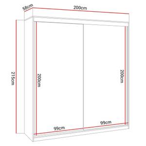 Schiebeschrank BASTER GLOSSY Weiß - Holzwerkstoff - 200 x 215 x 58 cm