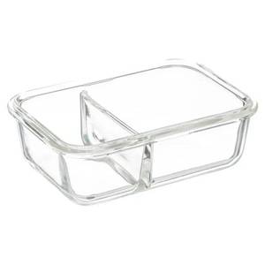 Lunch-Box aus Glas, 2 Fächer Glas - 12 x 6 x 16 cm