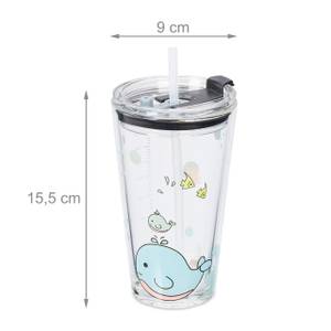 4x verres pour enfant motif de baleine Rose foncé - Turquoise - Verre - Matière plastique - 9 x 16 x 10 cm