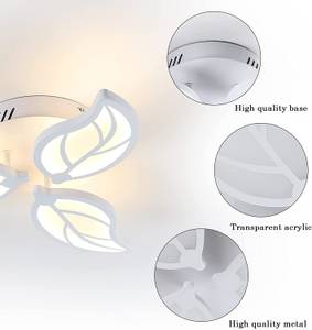 LED-Deckenleuchte Blüte L Weiß - Metall - 50 x 8 x 50 cm