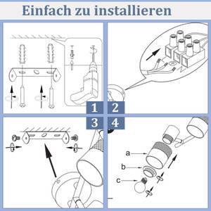 Deckenleuchte Rhythmus 4flammig Schwarz - Metall - 12 x 24 x 36 cm