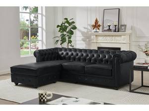 Sofa TOLEDO Schwarz - Echtleder - 163 x 72 x 228 cm