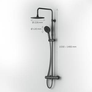 Duschsystem mit Duschthermostat Schwarz - Metall - 29 x 153 x 56 cm