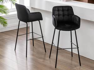 Tabouret de bar PEGA Lot de 2 Noir - Textile - 54 x 104 x 50 cm