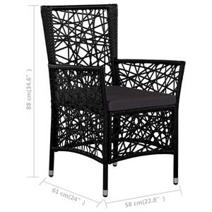 Ess-Set (5-teilig) 3001564-3 Schwarz - Kunststoff - Polyrattan - 90 x 75 x 90 cm