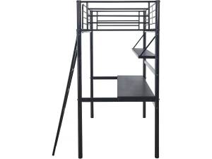 Hochbett "Alona" - 90 x 190 cm - Schwarz Schwarz - Metall - 97 x 189 x 200 cm