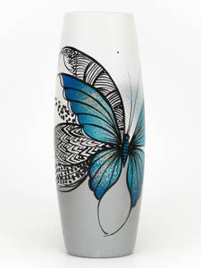Vase en verre peint à la main Bleu - Verre - 11 x 30 x 11 cm