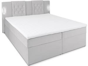Bett Nizza 1 mit Bettkasten und LED Hellgrau - Breite: 160 cm