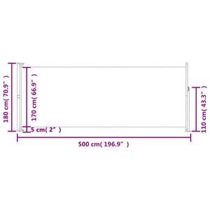 Seitenmarkise 313408 Braun - Metall - Textil - 500 x 180 x 1 cm