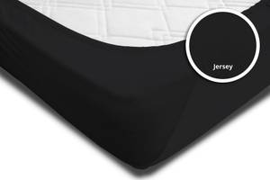 2 Bettlaken Jersey schwarz 200 x 200 cm Schwarz - Textil - 200 x 25 x 200 cm