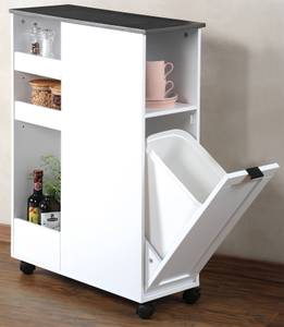 Küchenwagen mit Abfalleimer, weiß Weiß - Holzwerkstoff - 25 x 86 x 60 cm