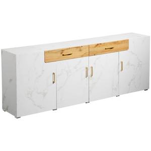 Sideboard Kommode Cronus Ⅲ Ebenholz Dekor - Gold - Marmor Weiß Dekor - Holz - Weiß