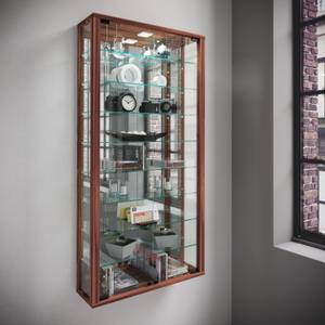 Wandvitrine Glasvitrine Vitrosa Spiegel Kastanienbraun - Walnuss Dekor - Holzwerkstoff