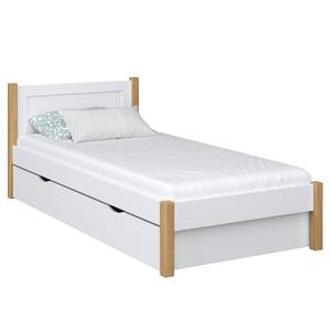 Einzelbett N02 mit Schublade Eiche - Weiß - 90 x 190 cm