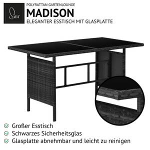Garten Lounge MADISON Schwarz - Kunststoff - Polyrattan - 233 x 80 x 167 cm
