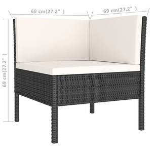 Garten-Sofagarnitur (13-teilig) 3094528 Schwarz - Metall - Polyrattan - 60 x 35 x 60 cm