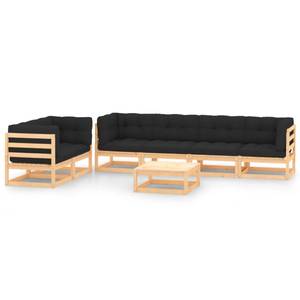 Garten-Lounge-Set (7-teilig) 3009772-2 Anthrazit - Schwarz - Holz