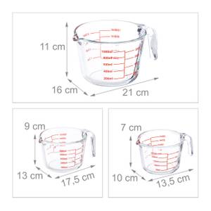 Lot de 3 verres mesureurs Rouge - Verre - 16 x 11 x 21 cm