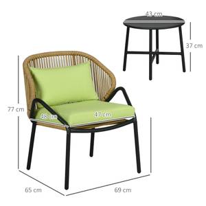 Rattan Gartenmöbel-Set 863-135V00GN Grün - Polyrattan - 65 x 77 x 69 cm