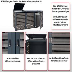 3er-Mülltonnenverkleidung K14 3x120l Dunkelbraun