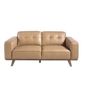 Canapé 2 places en cuir couleur sable Beige - Cuir véritable - Textile - 181 x 78 x 95 cm